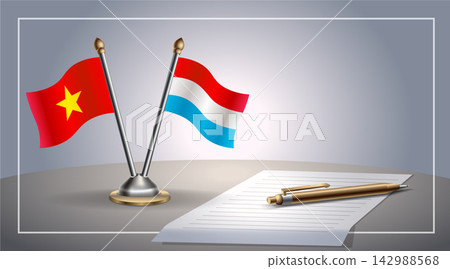 Small national flag of  Vietnam and Luxembourg flag Relation, Template Vector Illustration 142988568