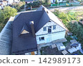 Corrugated metal roof and metal roofing. Modern roof made of metal. 142989173