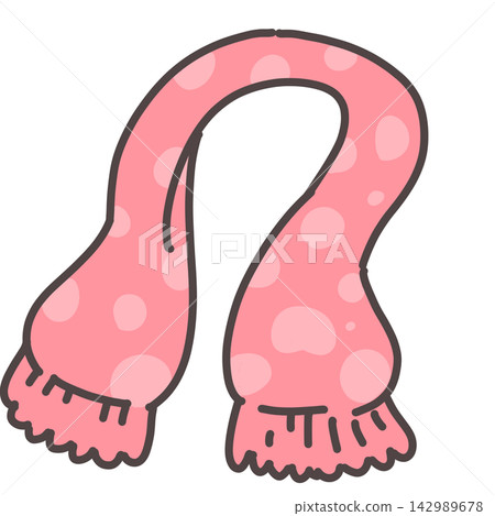 Pink polka dot scarf, still long 142989678