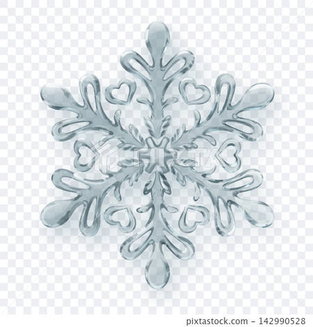 Gray snowflake on a transparent background. 142990528