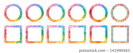 Crayon drawn gradient circle square frames backgrounds set for text pastel radial round buttons Crayon drawn gradient circle square frames backgrounds set for text pastel radial round buttons 142990983