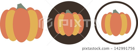 Colorful pumpkin icon illustration variation set / Illustrations of colorful pumpkins and autumn flavors 142991756