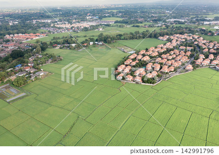 Real estate property development expansion residential suburb San Sai Thailand. Real estate property development expansion residential suburb San Sai Thailand. 142991796