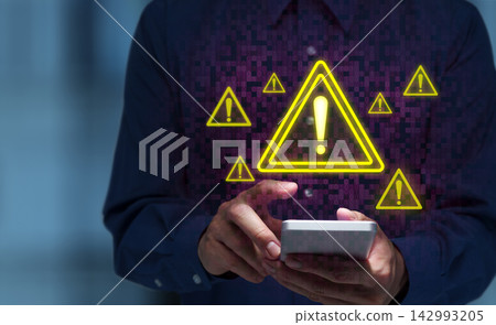 Warning about high-risk smartphone use. Security vulnerabilities and insecure data communication. Malicious activity on mobile devices. 142993205