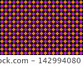 Checked polka dot background material in black, purple, and orange. 142994080
