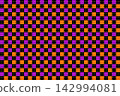 Square polka dot background material in black, purple, and orange. 142994081
