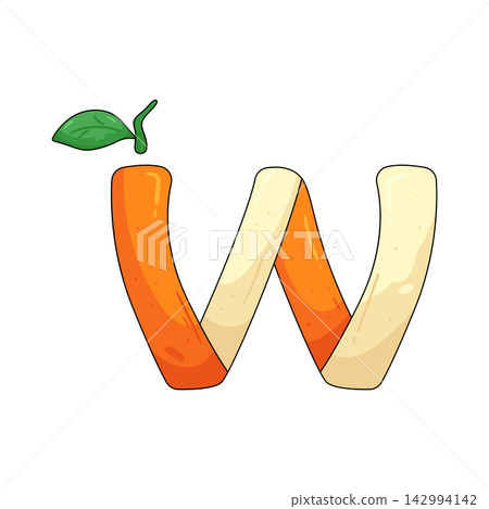 Illustration of orange letter w 142994142