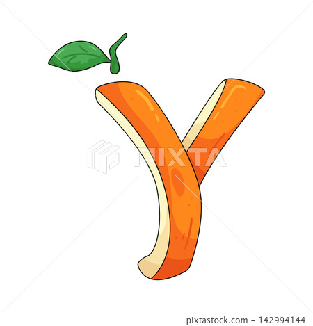 Illustration of orange letter y 142994144