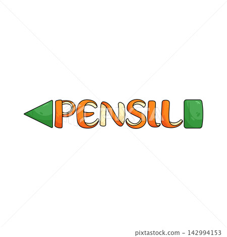 Illustration of orange pensil letter Illustration of orange pensil letter 142994153