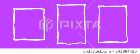 Set of rough torn paper frames. Square and rectangle jagged edge border collection. Uneven ripped paper boarders for cadre, poster, text box, banner, collage, sticker. Vector craft rectangular frame Set of rough torn paper frames. Square and rectangle jagged edge border collection. Uneven ripped paper boarders for cadre, poster, text box, banner, collage, sticker. Vector craft rectangular frame 142994420