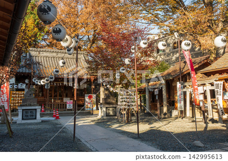 川越熊野神社的傳統建築與庭院。日本埼玉縣川越市 川越熊野神社的傳統建築與庭院。日本埼玉縣川越市 142995613