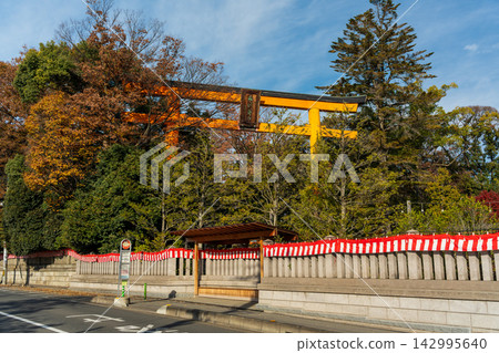 川越冰川神社巨大的鳥居。日本埼玉縣川越市 川越冰川神社巨大的鳥居。日本埼玉縣川越市 142995640