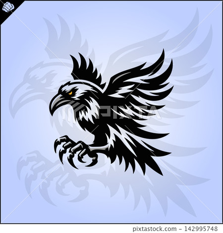 CROW RAVEN MASCOT LOGO. VECTOR. EPS CROW RAVEN MASCOT LOGO. VECTOR. EPS 142995748