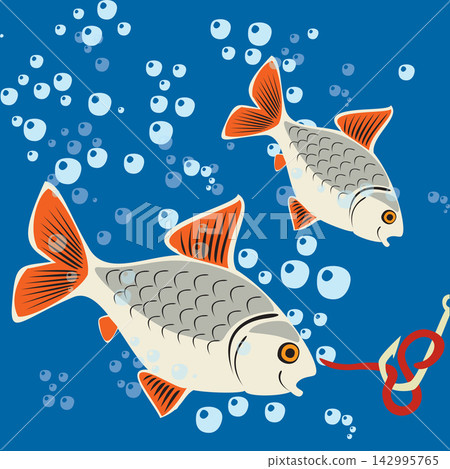 Beautiful Fish. Pattern Fishing. Beautiful summer hobby. Vector poster. EPS. Beautiful Fish. Pattern Fishing. Beautiful summer hobby. Vector poster. EPS. 142995765