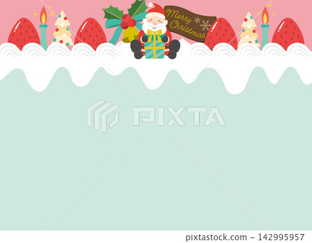 聖誕老人和聖誕蛋糕框架 聖誕老人和聖誕蛋糕框架 142995957