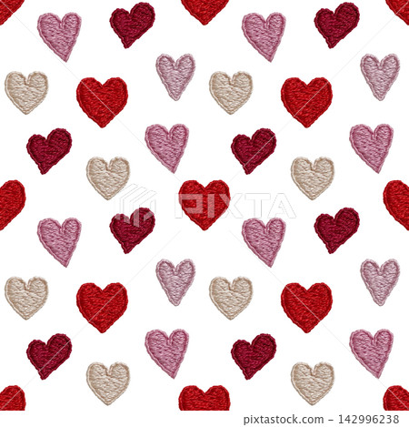 [Heart seamless pattern] Hand embroidery illustration material 142996238