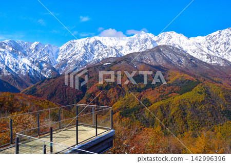 秋季,從白馬岩嶽山度假村眺望白馬山脈 秋季,從白馬岩嶽山度假村眺望白馬山脈 142996396