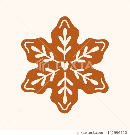 Christmas Gingerbread Snowflake Cookie vector 142996520