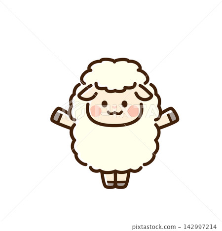 A sheep raising its arms in celebration A sheep raising its arms in celebration 142997214
