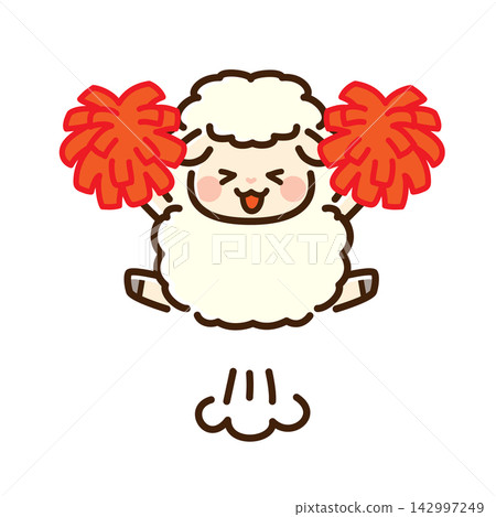 Sheep cheering with pom-poms Sheep cheering with pom-poms 142997249
