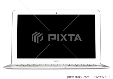 Laptop Computer with Blank Black Screen Isolated on White Laptop Computer with Blank Black Screen Isolated on White 142997602