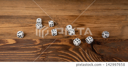 White game dice with black dots White game dice with black dots 142997658