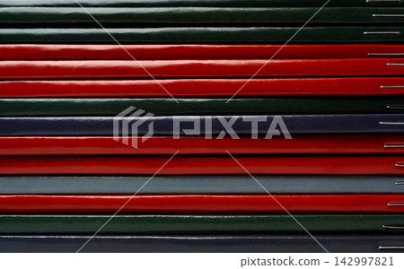 School notebooks stack texture, paper note book on table 142997821