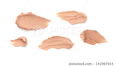 Clay texture isolated. Pink cream smear, plaster stroke, beauty clay mask smudge Clay texture isolated. Pink cream smear, plaster stroke, beauty clay mask smudge 142997914