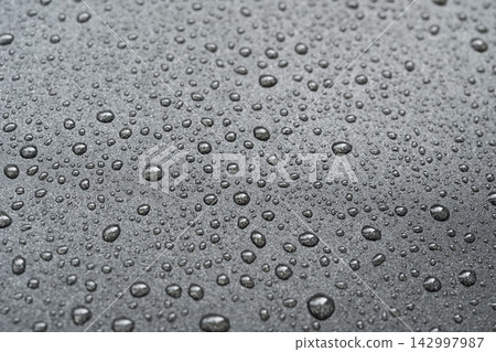 Oil drops on frying pan texture, water splash pattern on black non-stick coating Oil drops on frying pan texture, water splash pattern on black non-stick coating 142997987