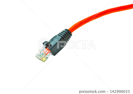 Ethernet Cable RJ45 Connector Isolated on White Background Ethernet Cable RJ45 Connector Isolated on White Background 142998033