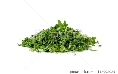 Fresh chopped herbs isolated Fresh chopped herbs isolated 142998085