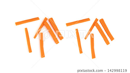 Carrot sticks, long pieces of fresh vegetables ready to eat Carrot sticks, long pieces of fresh vegetables ready to eat 142998119
