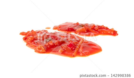 Tomato sauce with vegetables isolated, red sweet and sour pasta marinara sauce, mexican dip smear Tomato sauce with vegetables isolated, red sweet and sour pasta marinara sauce, mexican dip smear 142998386