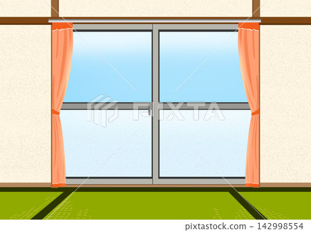 Room with sliding glass windows Room with sliding glass windows 142998554