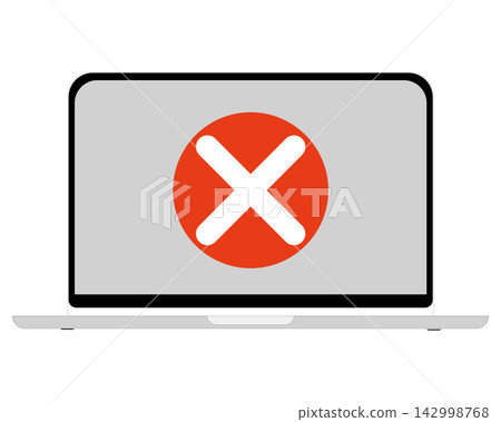An illustration of a laptop computer with a red "X" mark on the screen. An illustration of a laptop computer with a red "X" mark on the screen. 142998768