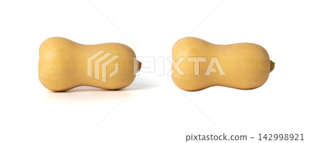 Butternut squash isolated on white. Raw fresh autumn pumpkin, ripe orange gourd Butternut squash isolated on white. Raw fresh autumn pumpkin, ripe orange gourd 142998921