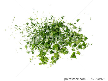 Fresh chopped herbs isolated Fresh chopped herbs isolated 142998925