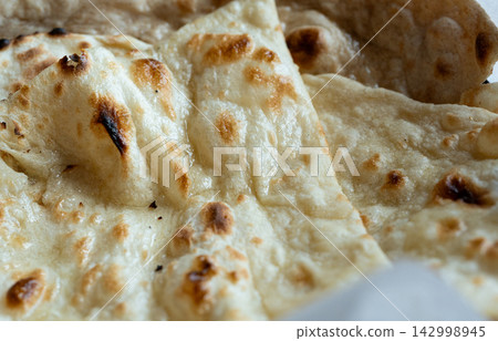 Indian Flat Bread Closeup. Traditional Flatbread Indian Flat Bread Closeup. Traditional Flatbread 142998945