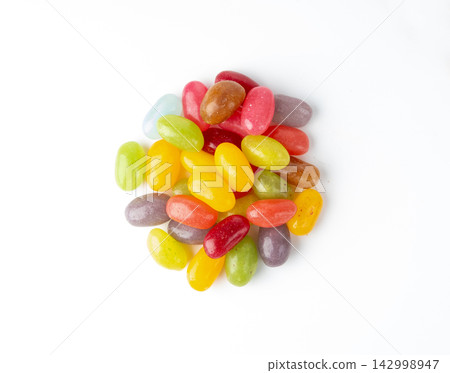 Jelly beans gummy candy pile, colorful marmalade pills Jelly beans gummy candy pile, colorful marmalade pills 142998947
