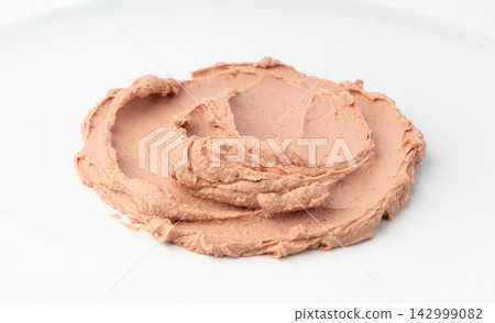 Meat Paste Isolated. Tuna Pate Smear, Liver Mousse, Terrine Spread or Fish Paste Meat Paste Isolated. Tuna Pate Smear, Liver Mousse, Terrine Spread or Fish Paste 142999082