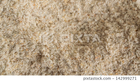 Wheat flour powder textured background, spelt grain dust pattern 142999271