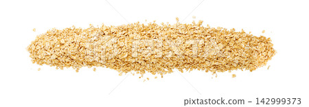 Dry raw oat flakes isolated, rolled flat grains, instant porridge, thin cereals, flattened grains group Dry raw oat flakes isolated, rolled flat grains, instant porridge, thin cereals, flattened grains group 142999373