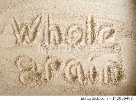 Wheat flour powder textured background, spelt grain dust pattern 142999408