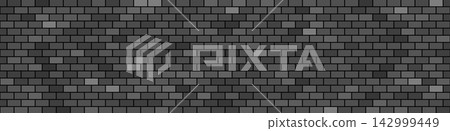 Brick wall seamless pattern, grey ceramic stone tile, black and white brickwall vector illustration 142999449