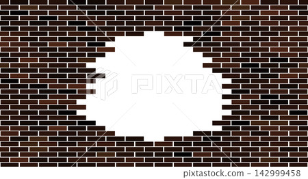 Hole in red brick wall Hole in red brick wall 142999458