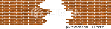 Hole in red brick wall Hole in red brick wall 142999459