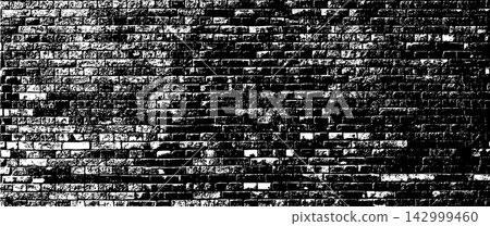 Brick wall grunge pattern, grey ceramic stone tile, black and white brickwall 142999460