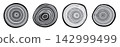 Tree trunk cut texture, wood slice annual rings vector pattern 142999499