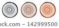Tree trunk cut texture, wood slice annual rings vector pattern 142999500