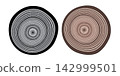 Tree trunk cut texture, wood slice annual rings vector pattern 142999501